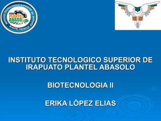 INSTITUTO TECNOLOGICO SUPERIOR DE IRAPUATO PLANTEL ABASOLO BIOTECNOLOGIA ll ERIKA LÒPEZ ELIAS 