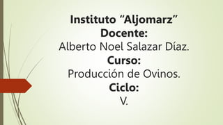 Instituto “Aljomarz”
Docente:
Alberto Noel Salazar Díaz.
Curso:
Producción de Ovinos.
Ciclo:
V.
 