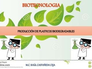 M.C. RAÚL CASTAÑEDACEJA
PRODUCCIÓNDE PLASTICOSBIODEGRADABLES
 