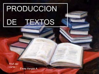 PRODUCCION
DE

Prof.del
curso :

TEXTOS

Elena Vargas A.

 