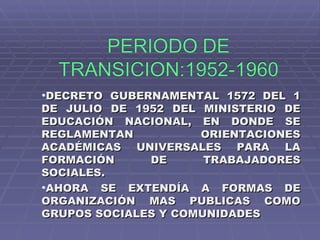  En el año 1963 se realiza el primer
 seminario de Facultades y Escuelas de
 servicio Social convocado por la
 asociación...