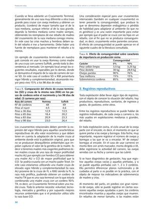 Producción ovina			                                 Manuales FIA de APOYO A LA FORMACIÓN DE RECURSOS HUMANOS PARA LA INNOVACIÓN AGRARIA




Cuando se lleva adelante un Cruzamiento Terminal,               Una consideración especial para usar cruzamientos
generalmente de una raza muy diferente a otra (raza             interraciales (también en cualquier cruzamiento) es
grande para cruzar con oveja mediana y obtener un               tener presente la consanguinidad, que produce lo
producto, (cordero) de mayor tamaño que el de la                que se denomina depresión endogámica o pérdida
raza mediana, aunque inferior al de la raza grande,             de habilidad para adaptarse al ambiente (lo que no
dejando la hembra mediana como madre siempre,                   es genético) y es una razón importante para evitar
obteniendo los reemplazos de ese rebaño de madres               por ejemplo que el padre se cruce con las hijas en un
del cruzamiento de la raza mediana consigo misma.               rebaño, con el fin que no se produzca consanguini-
En este caso las crías machos y hembras deben sa-               dad, es decir, cruzamiento entre parientes cercanos.
lir del rebaño e irse a faenamiento. Debe haber una             El efecto de consanguinidad se puede apreciar en el
fuente de reemplazos para mantener el rebaño a lo               siguiente cuadro de la literatura consultada.
menos.
                                                                Tabla 6. Efecto de consanguinidad sobre caracteres
Un ejemplo de cruzamientos terminales en nuestro                de importancia en producción ovina
país consiste en usar la oveja Romney como madre                	                                       Consanguinidad
de una cruza con carnero Suffolk, yendo toda la des-            Carácter	                               0%	         10%
cendencia al mercado. Un ejemplo local arrojó los si-           Peso vellón limpio	                     3,5 kg	          3,25 kg
guientes resultados, esperables por lo demás, donde             Peso destete	                           30 kg	           28,9 kg
se demuestra el impacto de la raza de carnero de car-           Ovejas paridas	                         90%	             76%
ne SD. En este caso el cordero SD x RM presentaría              Tasa mellicera	                         15%	             15%
vigor híbrido y complementariedad, alcanzando ma-               Sobrevivencia corderos	                 85%	             60%
yor peso vivo 15% a los 98 días de edad.
	
Tabla 5. Comparación del efecto de cruzas termina-              3. Registros reproductivos
les (SD) y cruza de la misma raza (RM) en los pe-
sos de corderos entre el nacimiento y los 98 días de            Toda explotación debe llevar algún tipo de registros,
edad. (3 carneros por raza)                                     con el objeto de conocer la situación del rebaño, hay
Raza del carnero	        Romney	          Suffolk               productivos, reproductivos, sanitarios, de ingresos y
Nº de corderos	             68	             69                  gastos, de pastoreo, entre otros.
Peso al nacer	              4,5	            4,6
Peso a 36 dias	            12,9	           13,5                 Entre los registros reproductivos se puede hablar de
Peso a 65 dias	            18,4	           20,2                 registros individuales, de cada oveja o carnero o, los
Peso a 83 dias	            20,9	           23,3                 más usados en explotaciones medianas o grandes,
Peso a 98 dias	            23,0	           26,4                 del rebaño.

Los cruzamientos rotacionales deben permitir la ex-             En toda explotación ovina, el ciclo anual de la oveja
presión del vigor híbrido para aquellas características         parte con el encaste, es decir, el momento en que se
reproductivas de alto valor económico y que deben               quiere preñar a las ovejas y borregas. Esta fecha, muy
tener en cuenta la adaptación de la madre cruza al              importante, requiere registrar el número de ovejas y
ambiente donde está la población original, para que             borregas a las que se va a encastar. Nº de ovejas/
no se produzcan desequilibrios ambientales que im-              borregas al encaste. En el caso de usar carneros en
pidan capturar el valor de la genética de la madre. Es          monta libre con arnés marcador, monta dirigida o IA,
decir si tenemos madres más exigentes podríamos te-             debe registrarse la actividad del carnero, las ovejas
ner madres cruzas de una raza de mayor prolificidad             servidas con su fecha y carnero que las cubrió.
macho AU por ejemplo con hembra CO para obtener
una madre AU x CO de mayor prolificidad que la                  Si se hace diagnóstico de gestación, hay que regis-
CO. Se podría cruzarla con un macho padre Texel. En             trar aquellas ovejas vacías y aquellas preñadas, y si
este caso estaríamos utilizando una madre cruza de              se puede aquellas preñadas con 1, 2 o 3 corderos.
elevado vigor híbrido y complementariedad (la raza              Ello permitirá diferenciar planos nutricionales y de
AU proviene de la cruza de FL x RM) siendo la FL la             cuidados al parto si es posible en la práctica, con el
raza más prolífica, pudiendo obtener un cordero de              objeto de mejorar los indiciadores de sobrevivencia
macho TX que es una raza terminal con lo que estaría            de madres y crías.
combinando una madre cruza con un cordero 50%
TX, es decir, un Cruzamiento Terminal sobre una ma-             Al momento del parto, en predios con gran núme-
dre cruza. Todo lo anterior necesita: voluntad, tecno-          ro de ovejas, sólo se puede registrar en ciertas oca-
logía, mercados y genética y por supuesto mejores               siones aquellas ovejas ayudadas a parir, los corderos
recursos ambientales que si el productor utiliza sólo           encontrados muertos y aquellas ovejas que mueren.
la raza base CO.                                                En rebaños de menor tamaño, si las madres están

34
 
