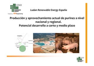 Powered by KHEngineering b.v.Engineering
Ludan Renewable Energy España
Producción y aprovechamiento actual de purines a nivel
nacional y regional.
Potencial desarrollo a corto y medio plazo
 