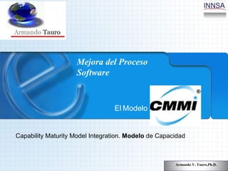 Armando V. Tauro,Ph.D.
Mejora del Proceso
Software
El Modelo CMMI
Capability Maturity Model Integration. Modelo de Capacidad
 