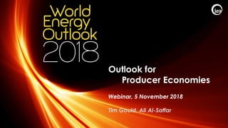 © OECD/IEA 2018
Outlook for
Producer Economies
Webinar, 5 November 2018
Tim Gould, Ali Al-Saffar
 