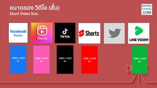 ขนาดของ วิดีโอ (สั้น)
Short Video Size
1080 x 1920
px
1080 x 1920
px
1080 x 1920
px
1080 x 1920
px
1080 x 1920
px
 