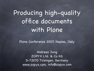 Producing high-quality documents with Plone