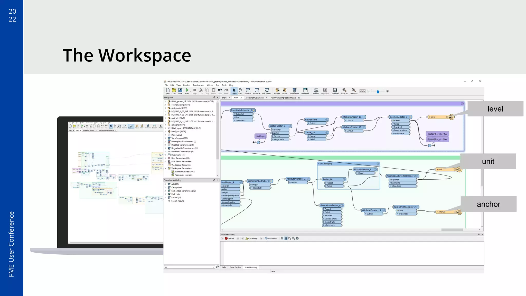 20
22
FME
User
Conference
The Workspace
level
unit
anchor
 