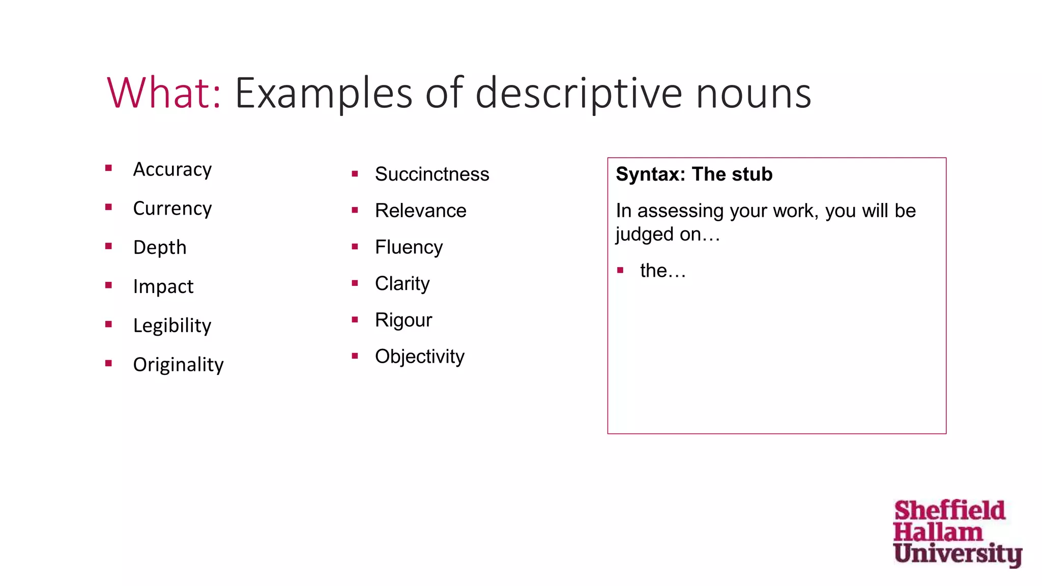 Syntax Accurancy Writing Assessment Criteria and Performance Indicators - what & how? | PPTX