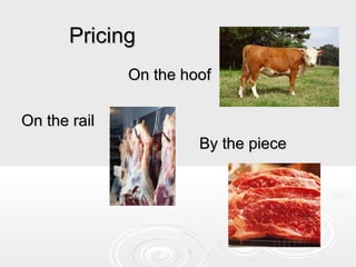 Pricing
On the hoof
On the rail
By the piece

 