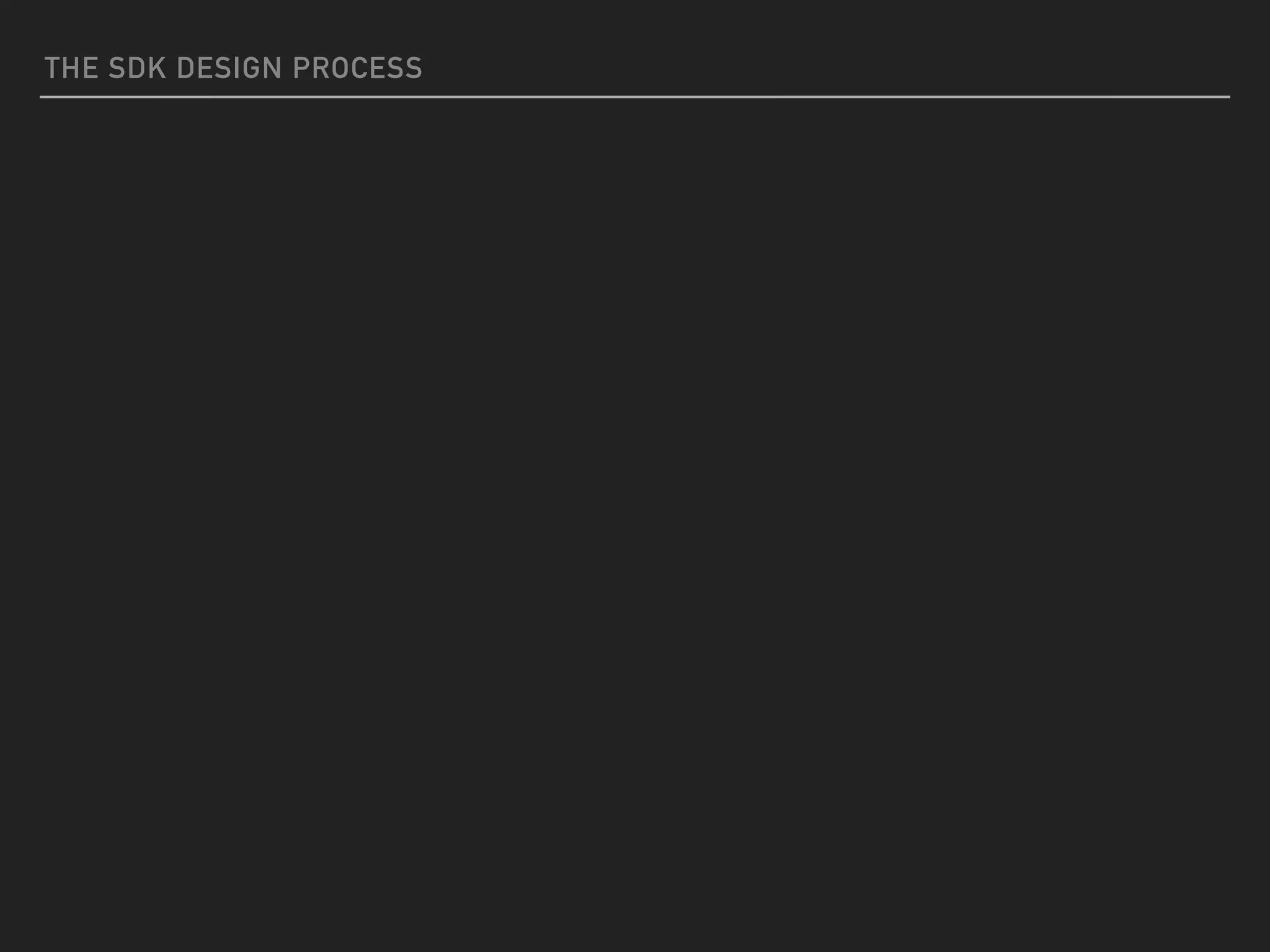 THE SDK DESIGN PROCESS
 