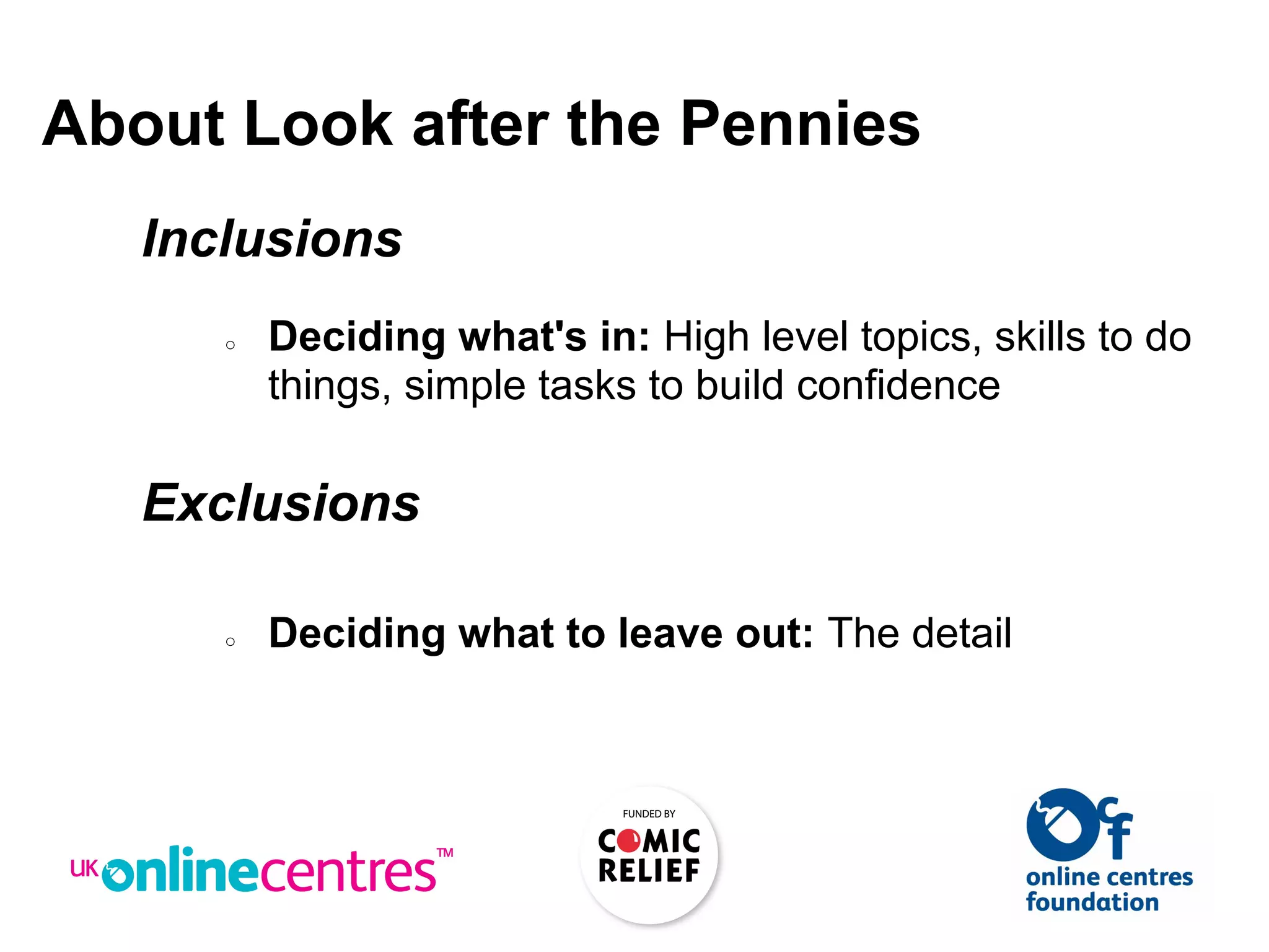 Introduction to the Look after the pennies course PPT