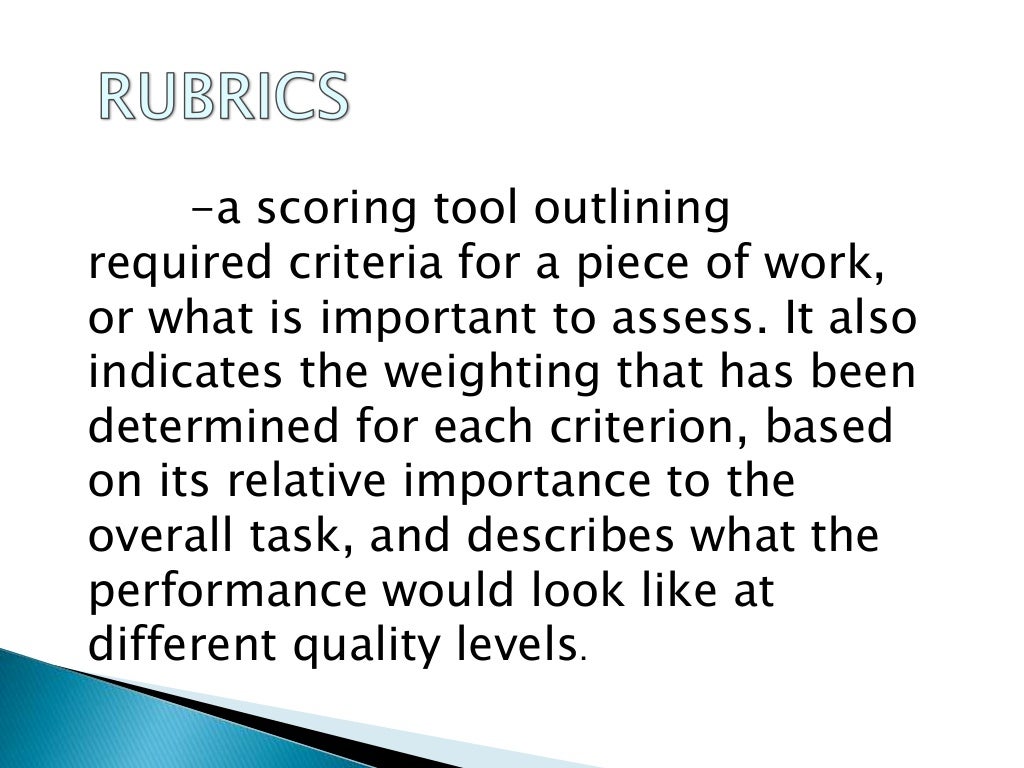 Product based assessment