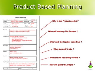 Product Based Planning 