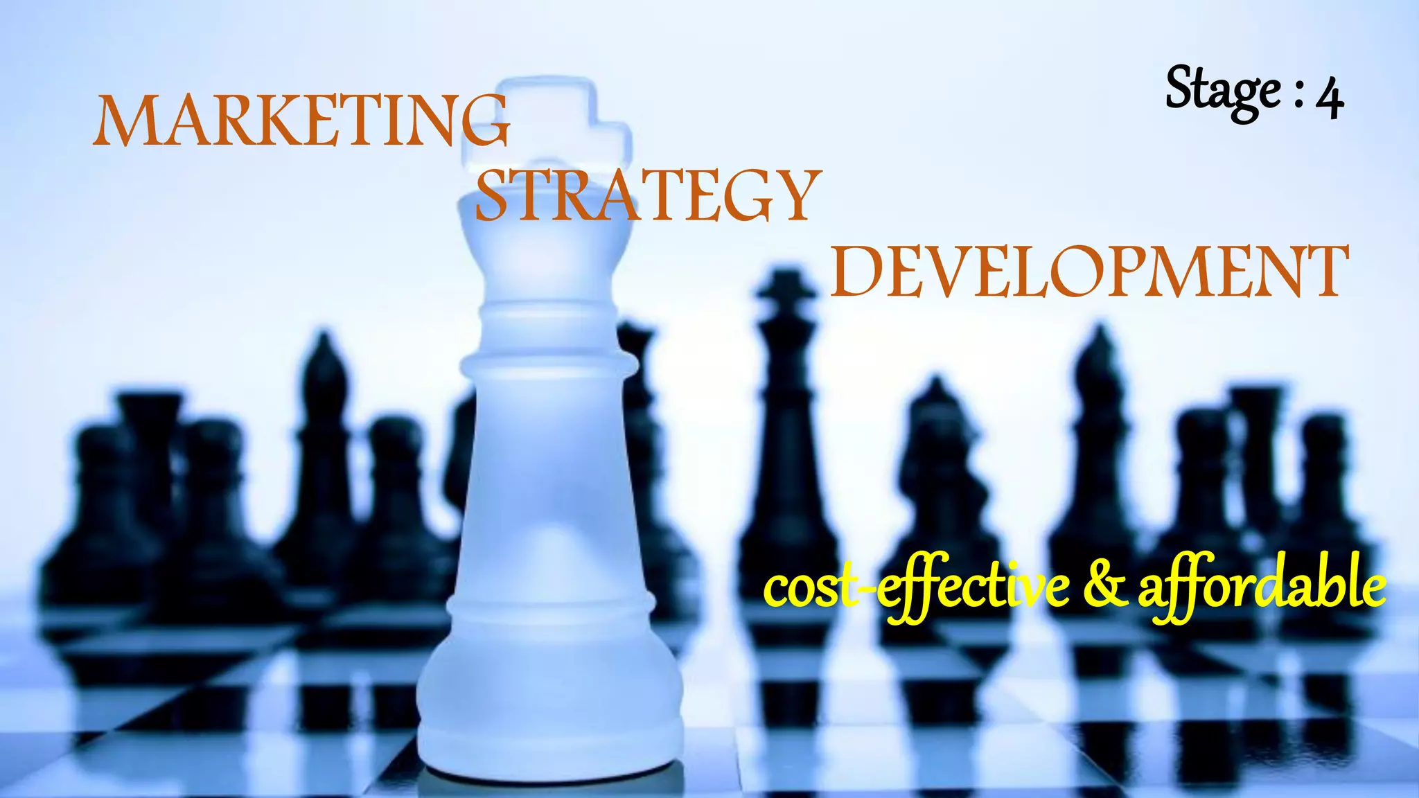 MARKETING
DEVELOPMENT
STRATEGY
cost-effective & affordable
Stage : 4