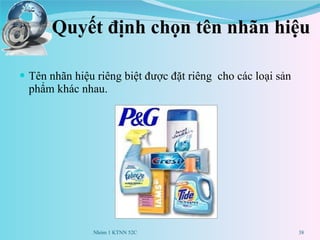 Quyết định chọn tên nhãn hiệu Tên nhãn hiệu riêng biệt được đặt riêng  cho các loại sản phẩm khác nhau. Nhóm 1 KTNN 52C 