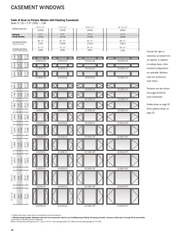 Andersen A Series Double Hung Size Chart