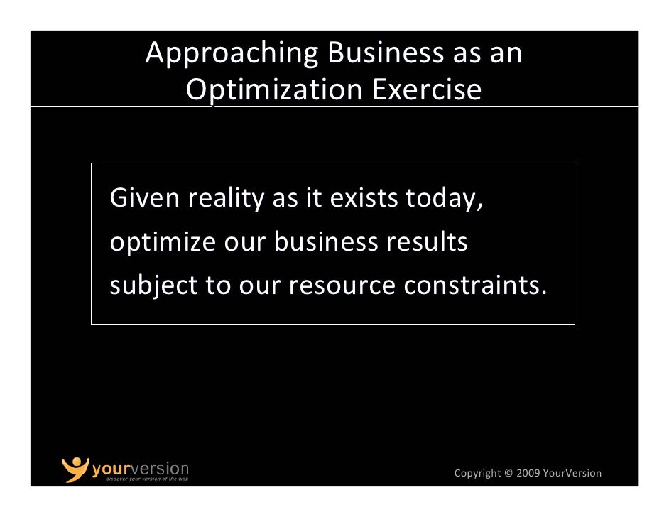 Define the Equation of your Business “Peeling the Onion ... Define the Equation