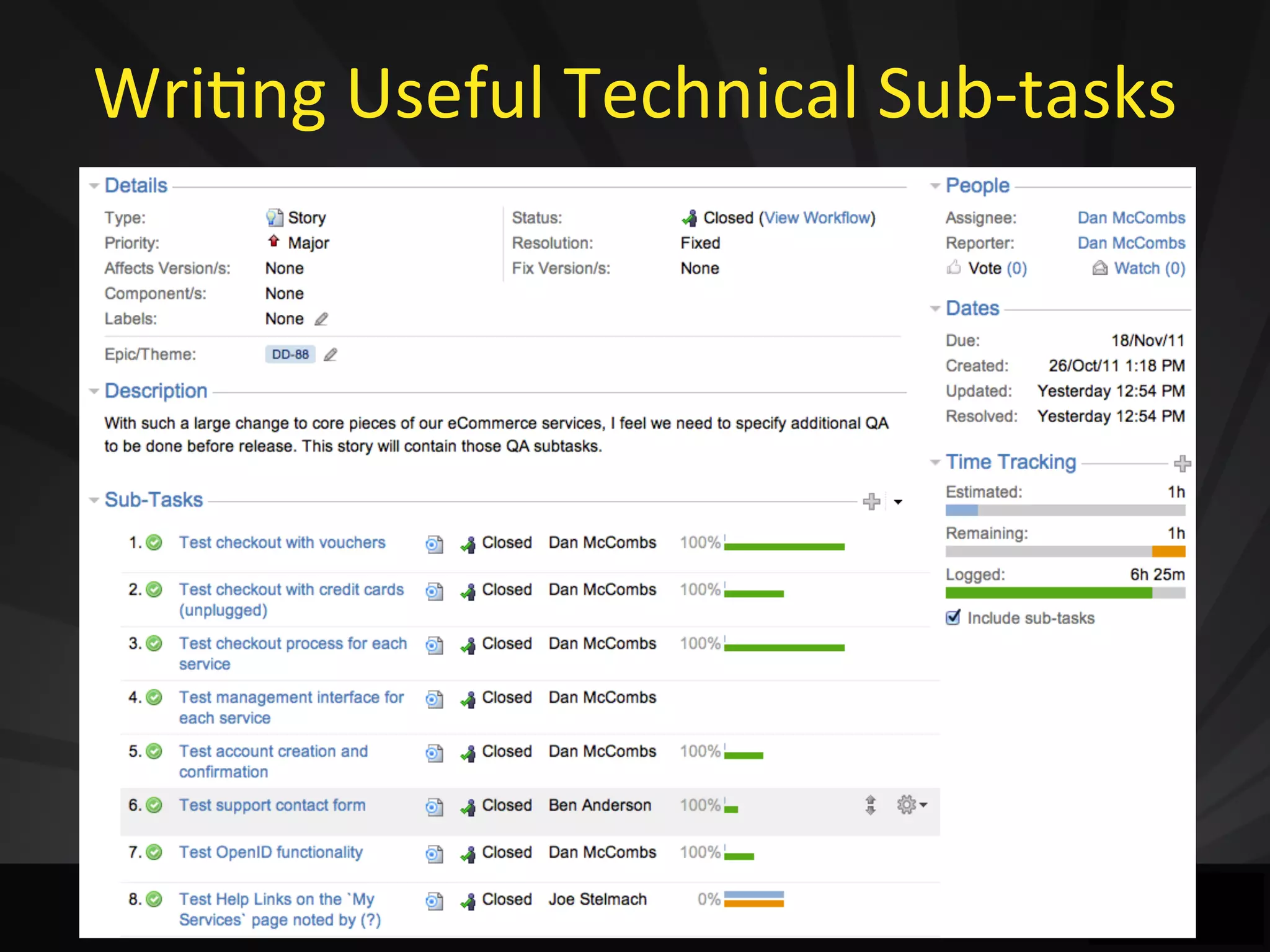 WriJng	
  Useful	
  Technical	
  Sub-­‐tasks
 