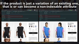 #productseo at #smxwest by @aleyda from @orainti
If the product is just a variation of an existing one,
that is or can become a non-indexable attribute
 