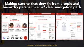 #productseo at #smxwest by @aleyda from @orainti
Making sure to that they fit from a topic and
hierarchy perspective, w/ clear navigation path
 