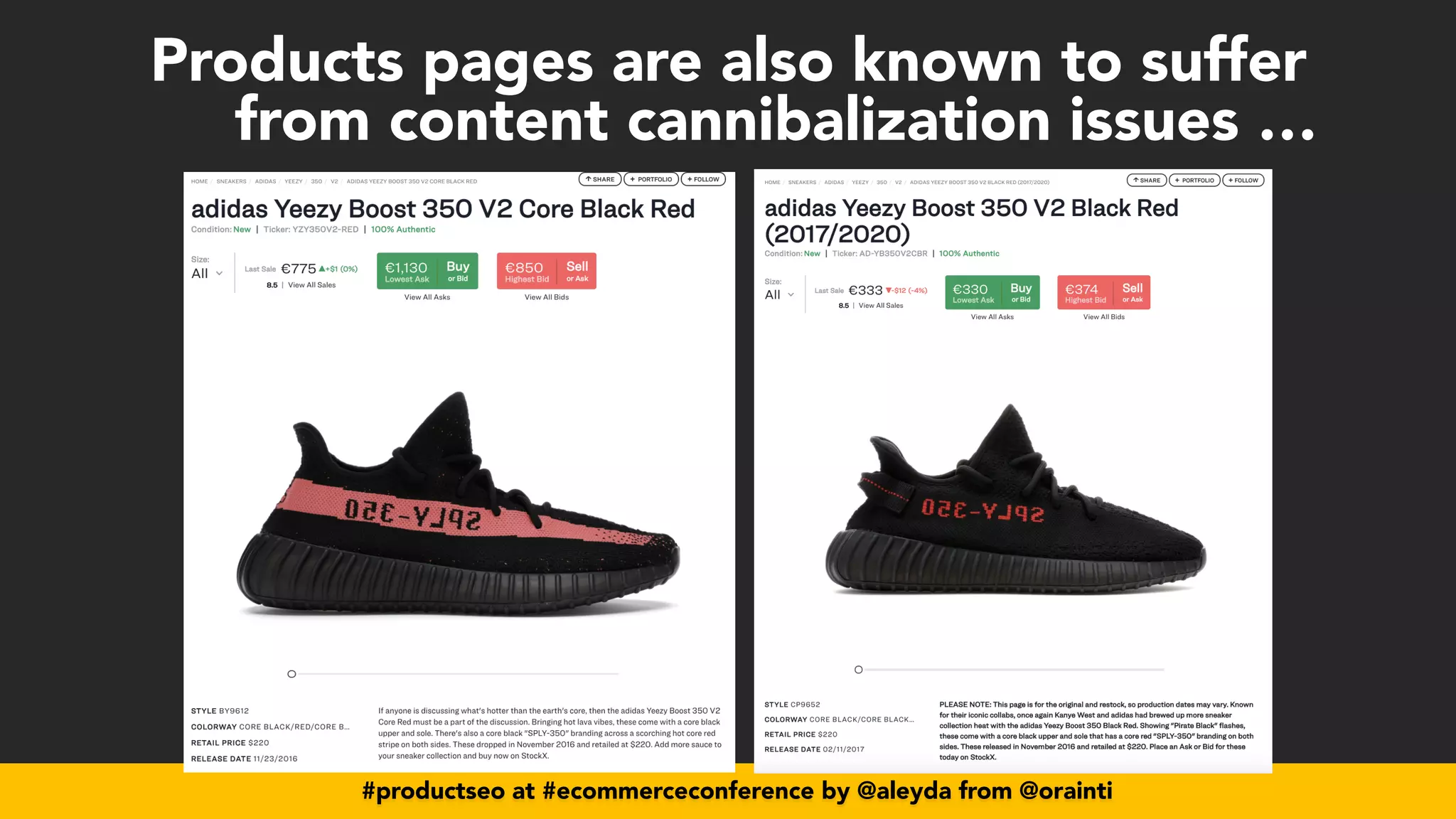 #productseo at #ecommerceconference by @aleyda from @orainti
Products pages are also known to suffer
 
from content cannibalization issues …
 