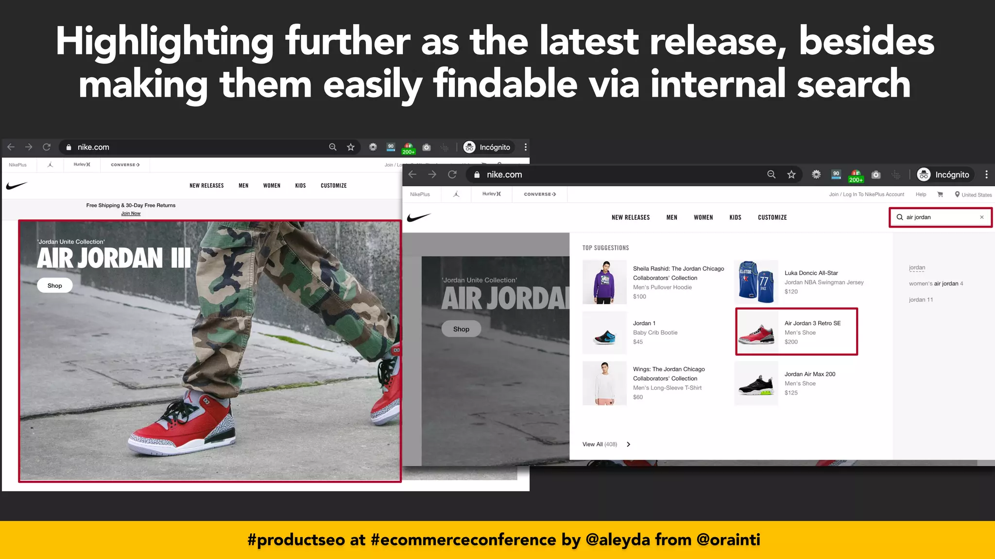 #productseo at #ecommerceconference by @aleyda from @orainti
#productseo at #ecommerceconference by @aleyda from @orainti
Highlighting further as the latest release, besides
making them easily findable via internal search
 