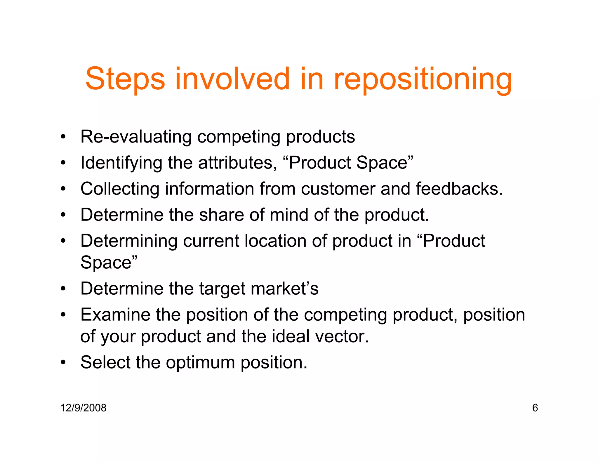 Product Repositioning