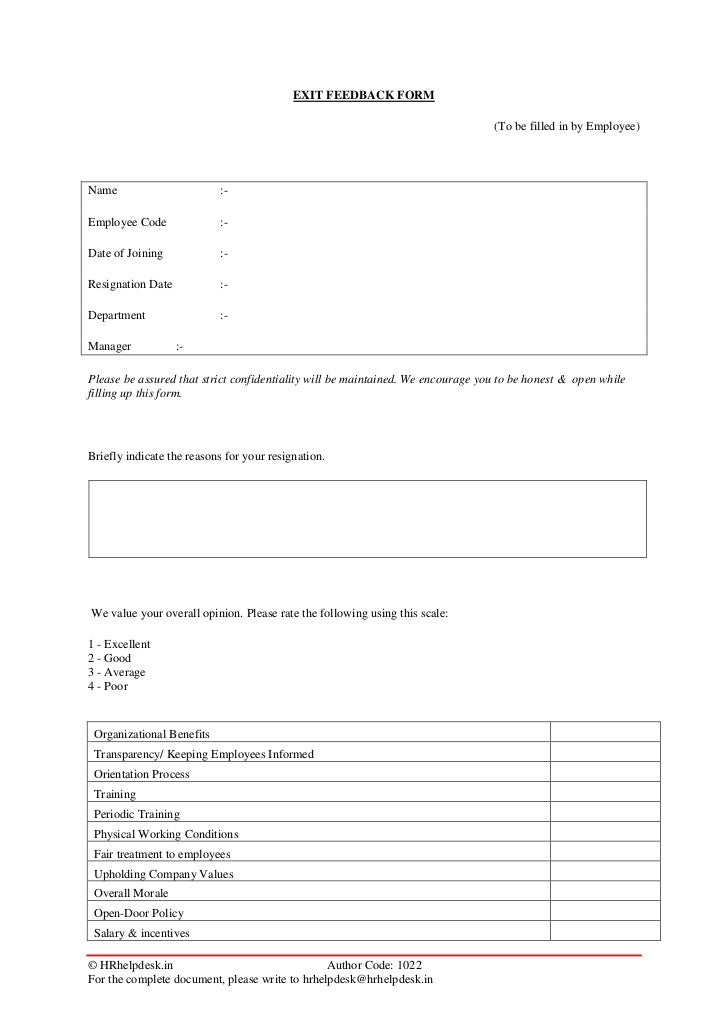 Product 3 (exit feedback form ver 1)