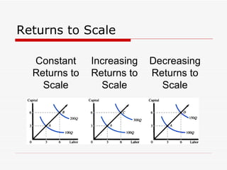 Returns to Scale Constant Returns to Scale Increasing Returns to Scale Decreasing Returns to Scale 