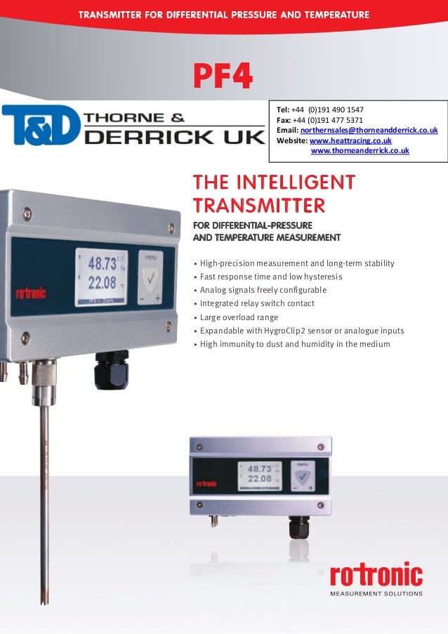 Rotronic PF4 Fast Response Differential Pressure & Temperature Measur…