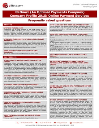 Product Brochure: Netbanx (an Optimal Payments Company) Company Profile 2015: Online Payment Services