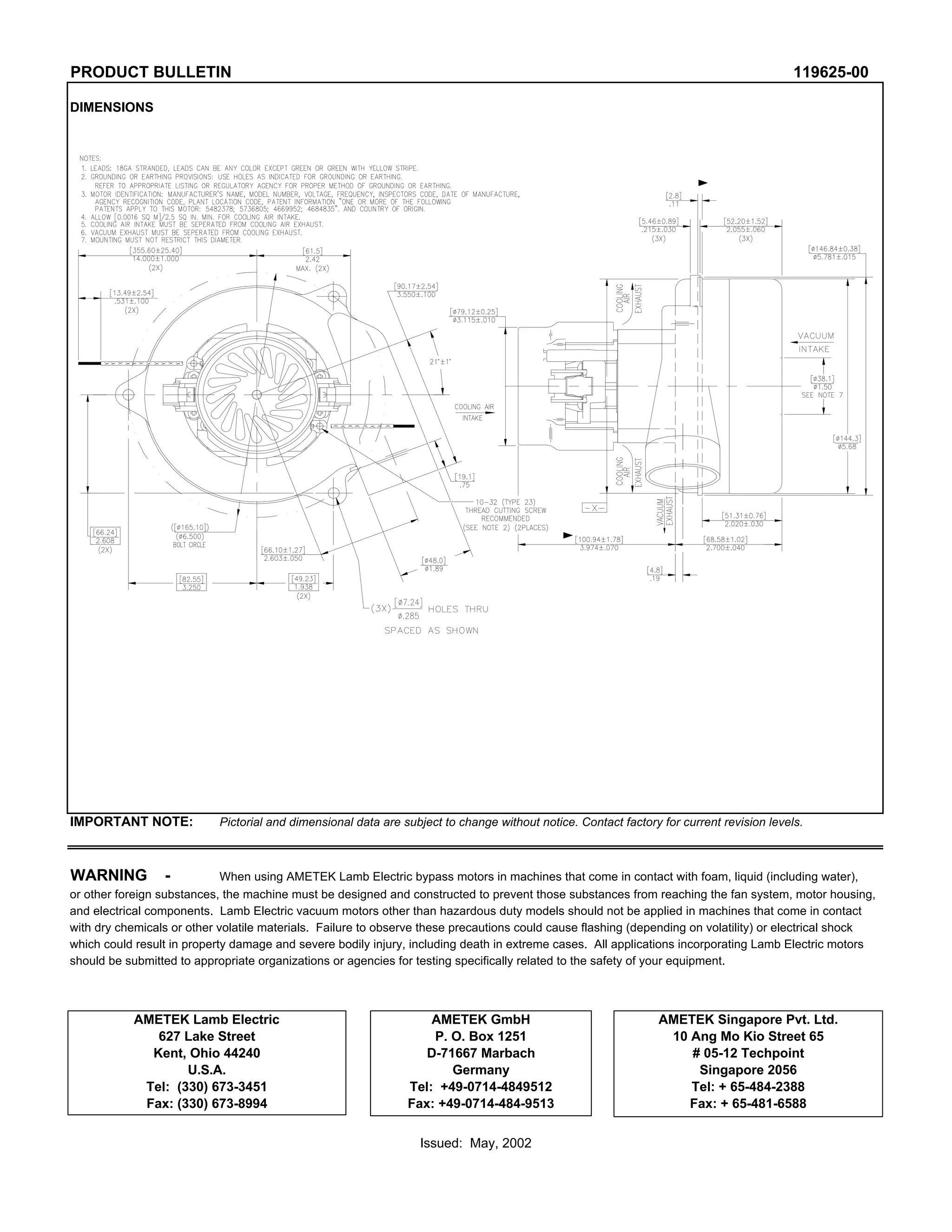Product bulletin ametek 119625 00 PDF