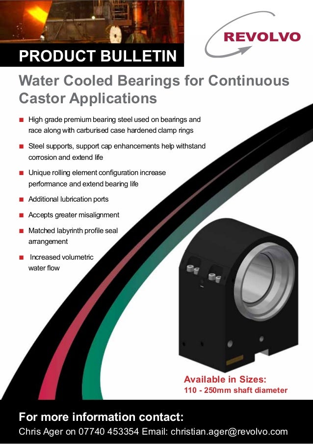 Revolvo Product Bulletin Water Cooled Bearings for Continuous Castor
