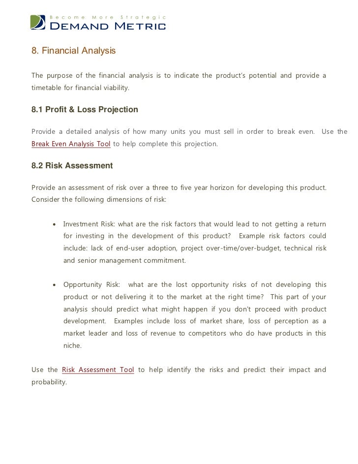 product business case template business case assessment example