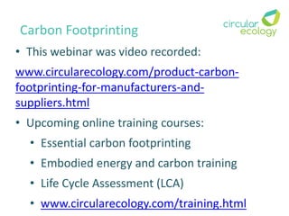 Product carbon footprinting for manufacturers and suppliers | PDF