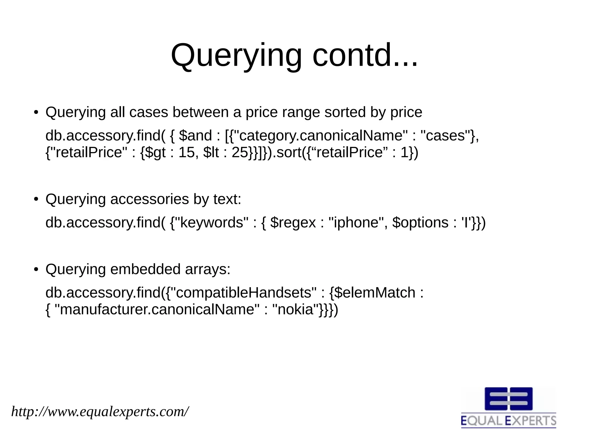 Product catalog using MongoDB ODP Databases Computer Software and