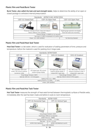 Cell Instruments Testing equipment catalog about testing packaging quality