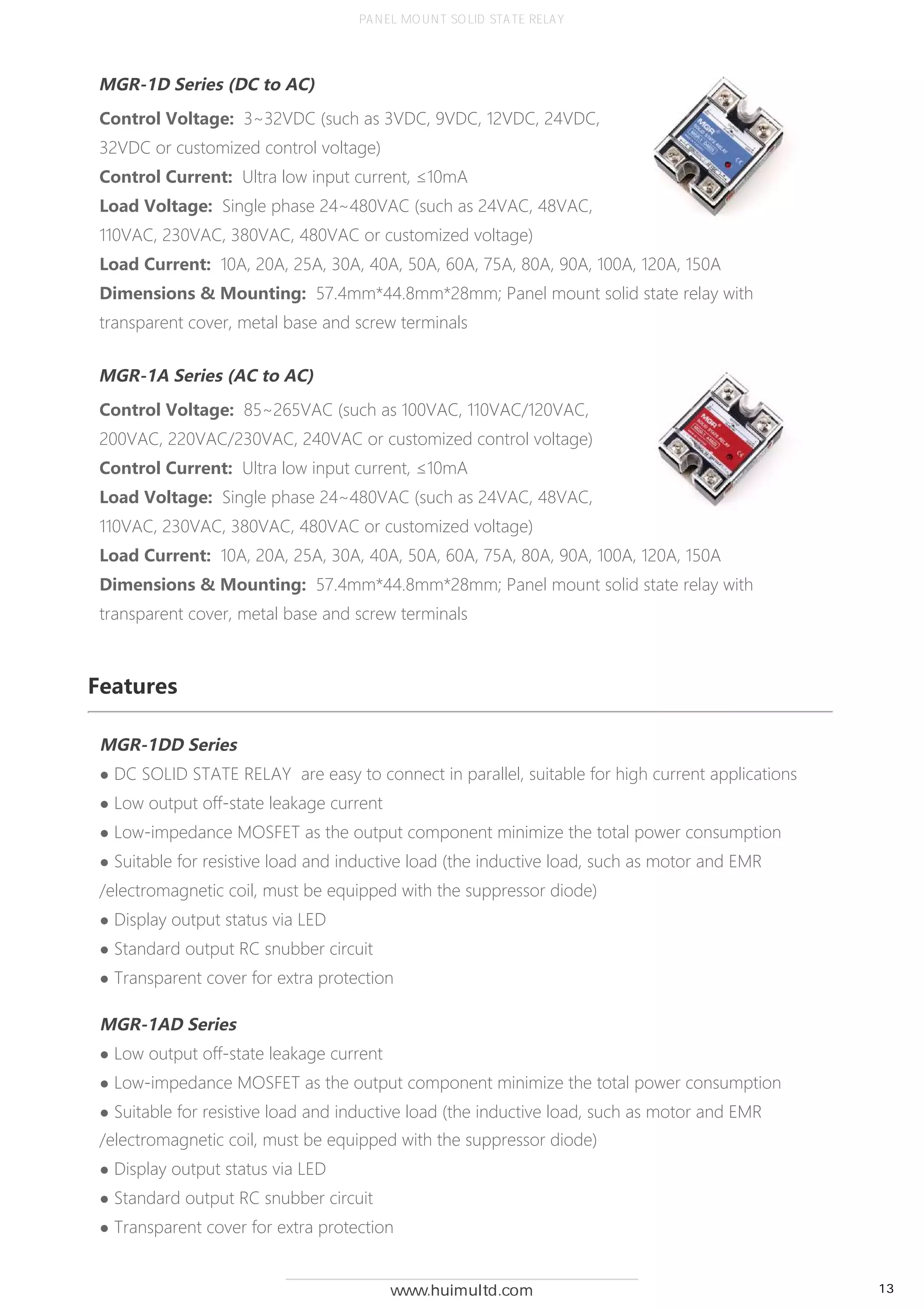 Solid State Relay Product catalogue [huimultd] v2.1 | PDF