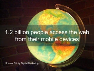 1.2 billion people access the web
from their mobile devices
Source: Trinity Digital Marketing
 
