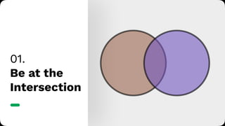 01.
Be at the
Intersection
 