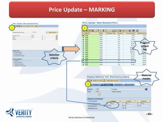 Selection
criteria
1
Material
master
2
3
Program
output
log
Price Update – MARKING
 