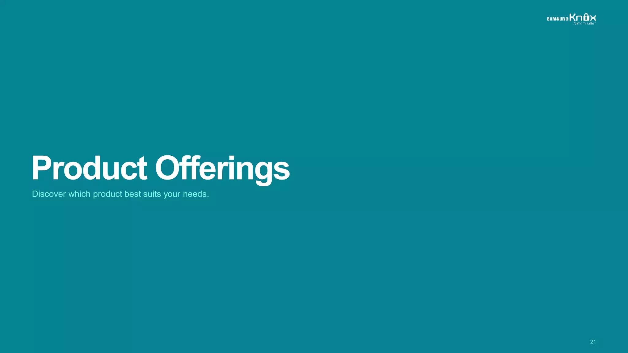 21
Product Offerings
Discover which product best suits your needs.
 