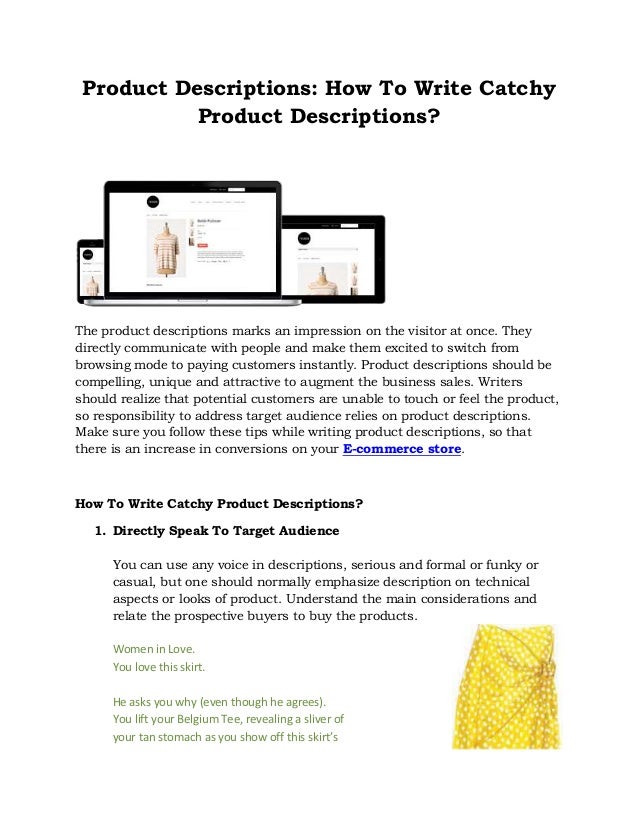 how to write a technical product description