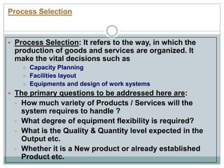 Product design and process selection | PPTX