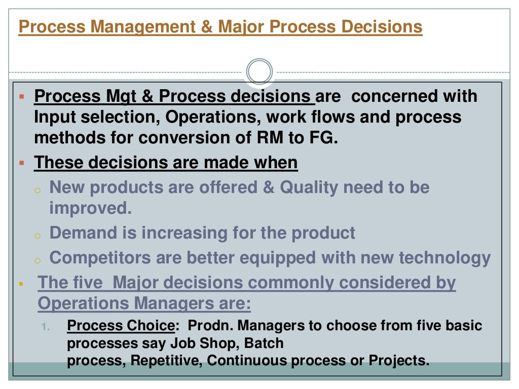Product Design And Process Selection