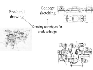 Drawing techniques for
product design
Freehand
drawing
Concept
sketching
 
