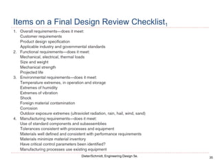 35
Dieter/Schmidt, Engineering Design 5e.
Items on a Final Design Review Checklist1
 
