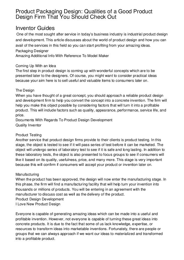 Product Packaging Design Qualities of a Good Product Design Firm Tha…