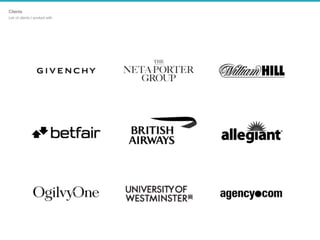 Clients

List of clients I worked with
 